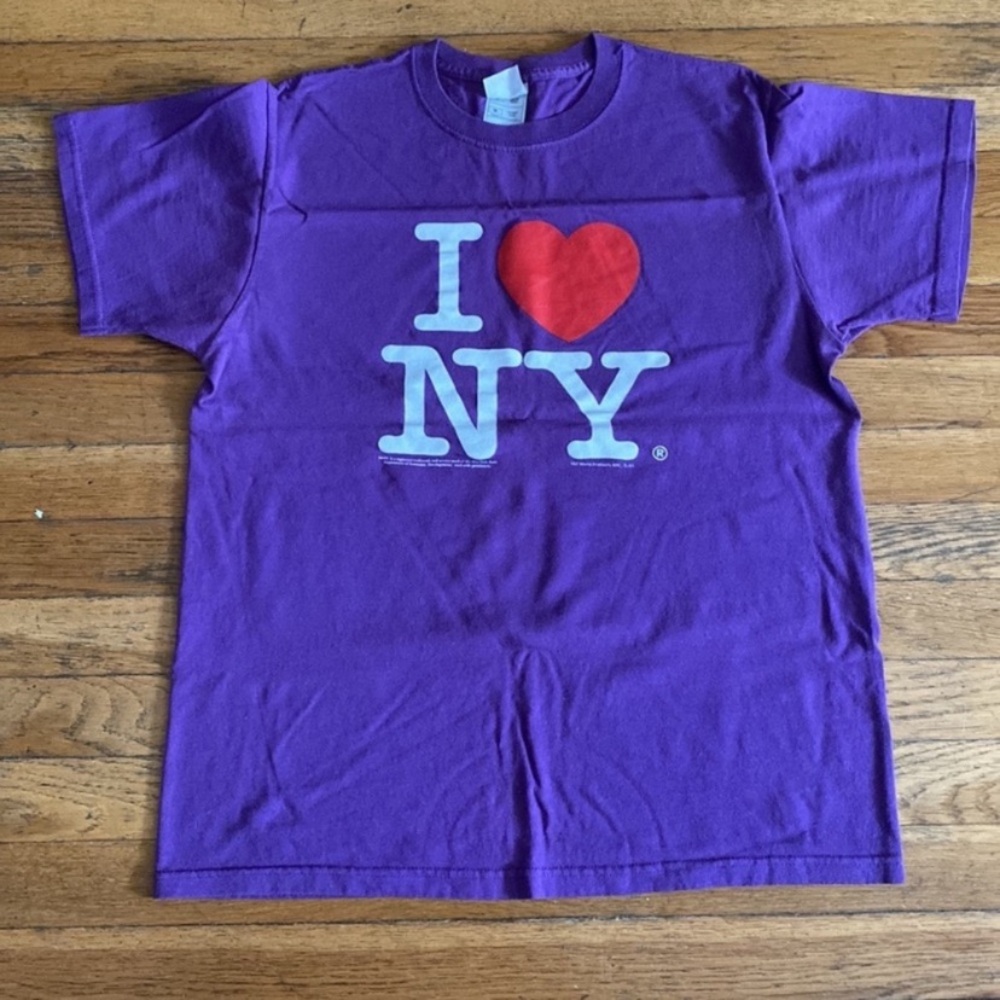 Purple I Love NY Men's Short Sleeve Tee